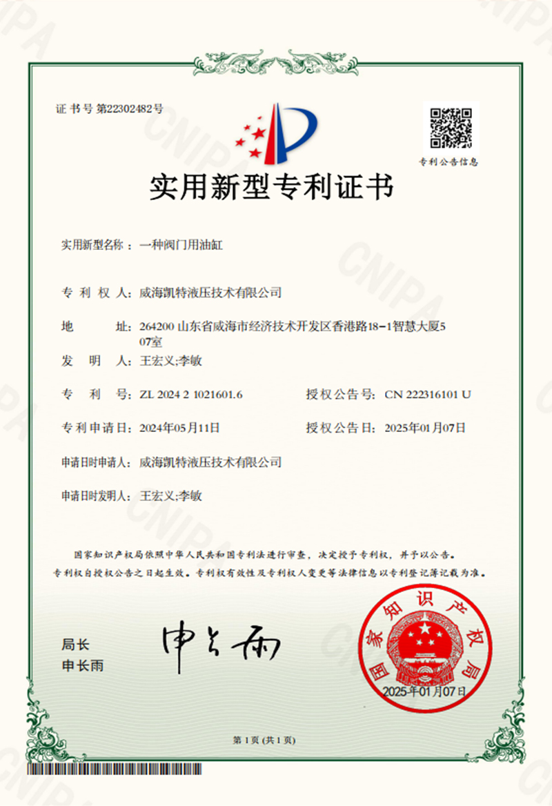 一種閥門(mén)用油缸