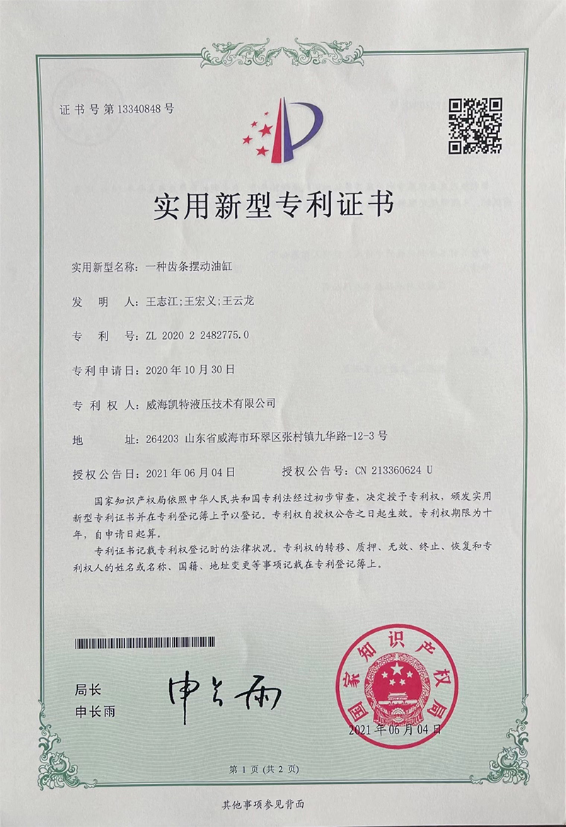 一種齒條擺動(dòng)油缸-實(shí)用新型專(zhuān)利